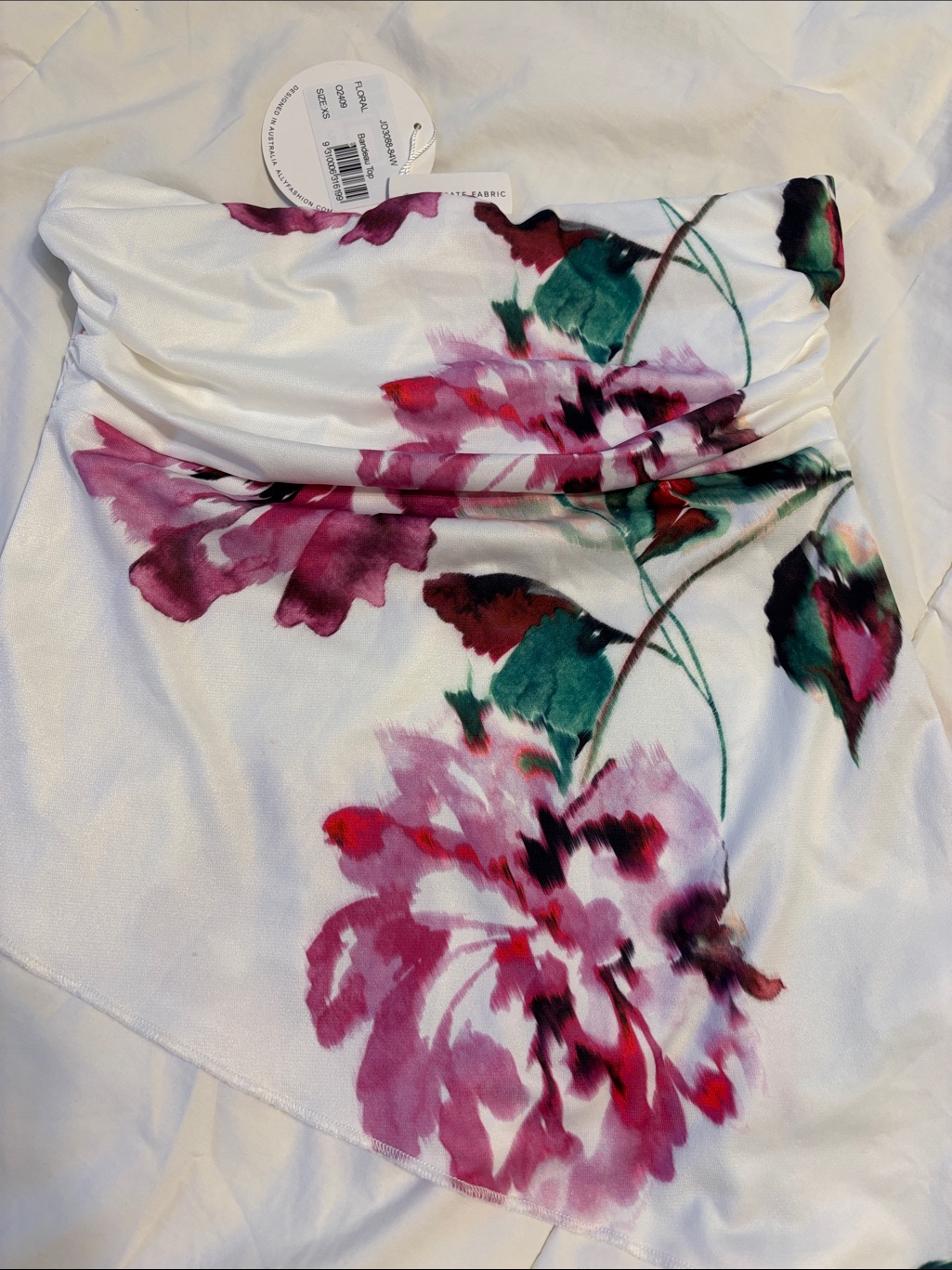 Ally Fashion White Floral Strapless Asymmetric Top — image 5 of 5